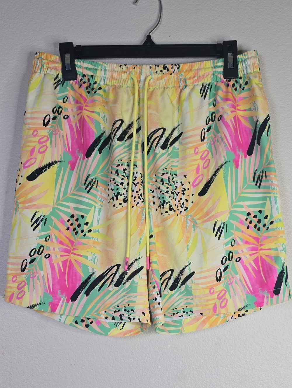 RSVLTS La Croy Limonsqueezy Men's Tropical Drawstring Shorts Yellow, Pink, Green
